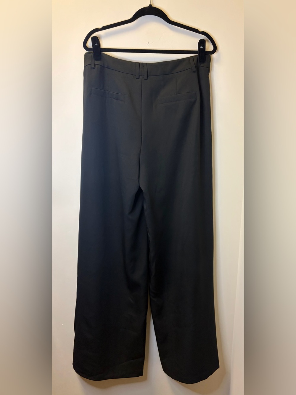NWT PrettyLittleThing Black Woven Double Belt Loop Wide Leg Trousers – US 10 - Picture 4 of 4